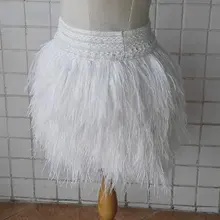 Длина бедер мини-юбка длина многослойная Страусиная перьевая юбка с эластичным поясом# SKT16008