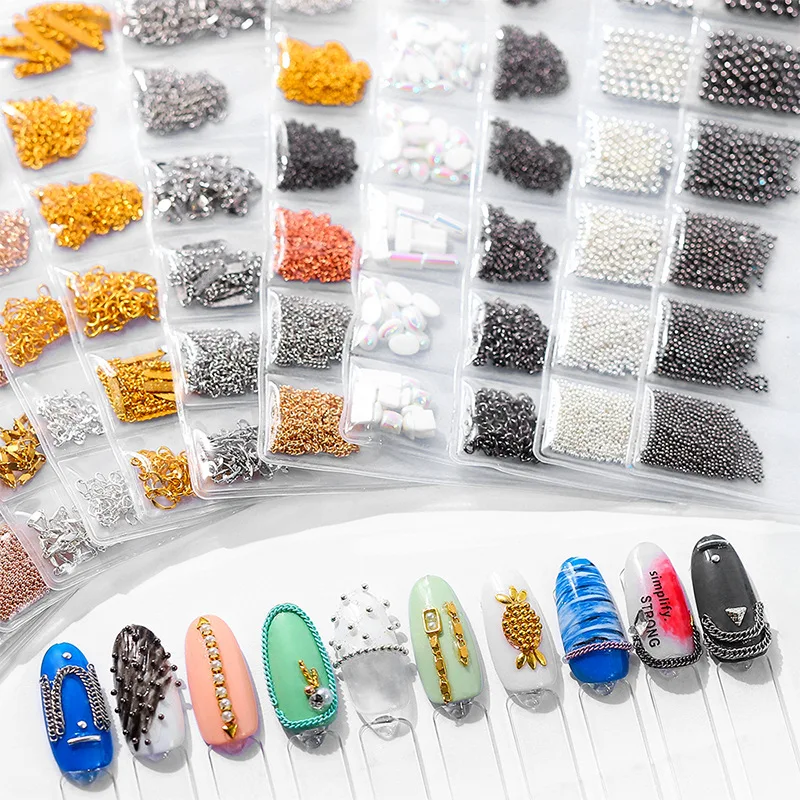 RBAN NAIL 20 цветов DIY цепочка для ногтей Ювелирная металлическая цепочка для ногтей Япония и Южная Корея многоцветная цепочка для ногтей резиновые аксессуары