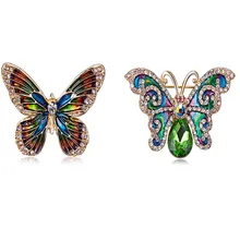 Rinhoo nouveauté belle strass mode émail et cristal papillon broches pour les femmes charme coloré robe bijoux(China)