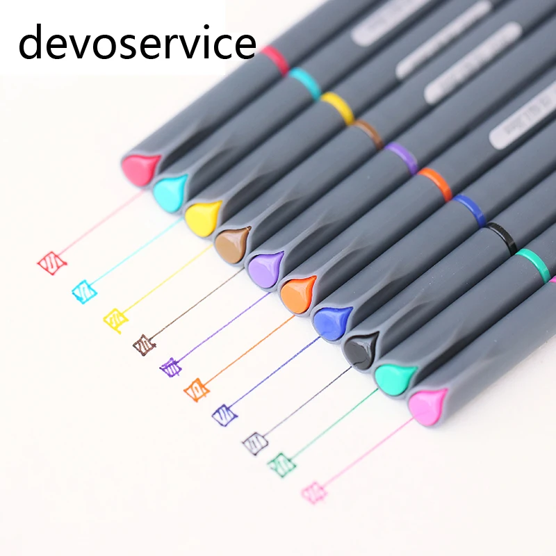 10Pcs/Lot Fine Line Drawing Pen For Cartoon Advertising Design Water Color Pens Stationery Office School Supplies colorful line drawing watercolor pen needle tube 12 48 60 100 color stroke school art supplies colour pens set stationery gift