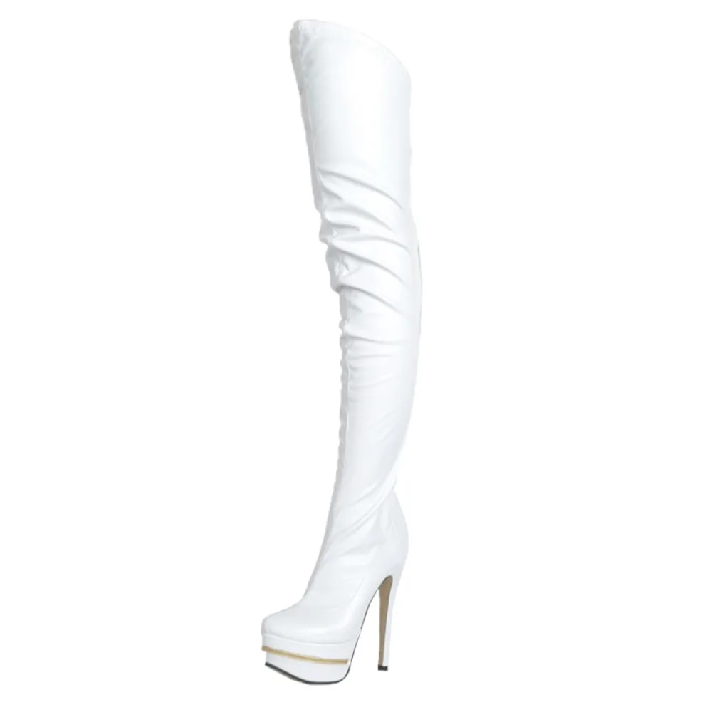 

Ladies High Heel Platform Thigh Boots Sexy Platform Party Dress Shoes Winter Over-the-knee Booties Fashion Striper Shoes N078-3