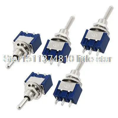 AC 125V 6A SPDT 3 Pin On/On 2 Position Miniature Toggle Switch Blue 5 Pcs |