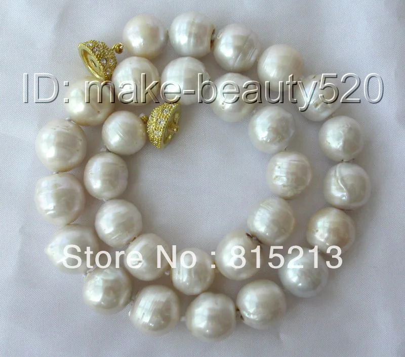 

ddh00466 stunning big 14mm white round reborn keshi freshwater pearl necklace