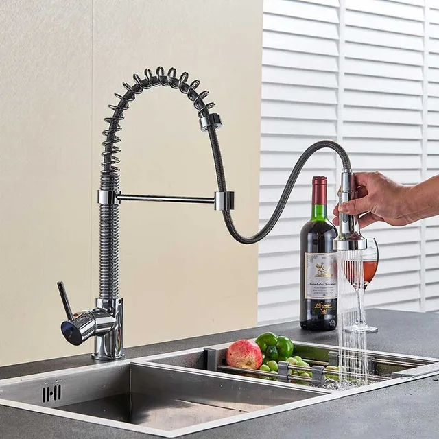 Хромированный Pull 80 см кухонный кран для раковины с одной ручкой ...