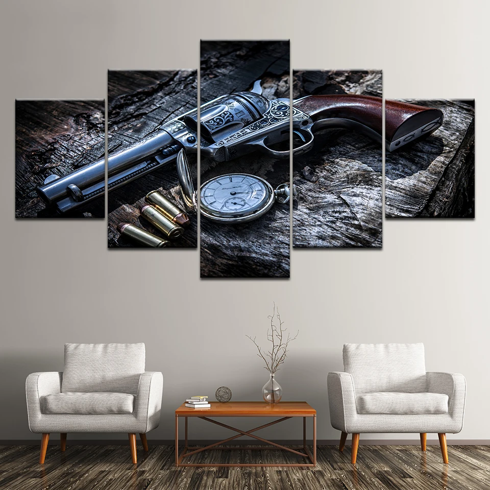 Canvas Printed Modular Poster 5 Panel Weapons Revolver Wall Decorative Pictures Canvas Painting Modern Wall Art Home Decoration Canvas Printed Modular Poster 5 Panel Weapons Revolver Wall Decorative Pictures Canvas Painting Modern Wall Art Home Decoration
