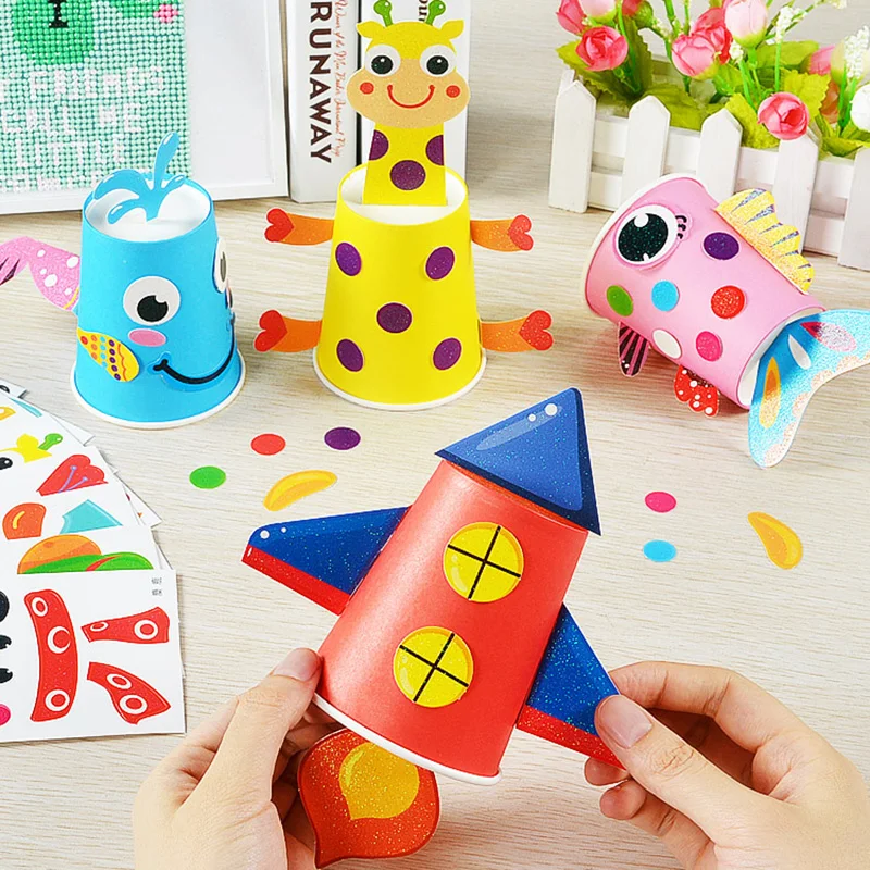 Красочные бумажные стаканчики наклейки детские игрушки материалы ручной работы посылка Развивающие игрушки для детей детский сад новогодний декор