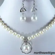 Благородство кварц кристалл настоящая белая жемчужина 18 KWGP Кристалл застежка подвеска ожерелье серьги набор mujer для женщин серебро-ювелирные изделия