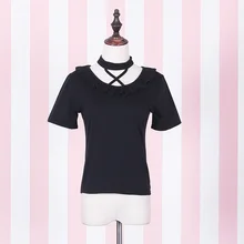 Harajuku/шорты в стиле панк-рок для девочек, летняя футболка с короткими рукавами и круглым вырезом, футболки, топы, цвета: черный и белый