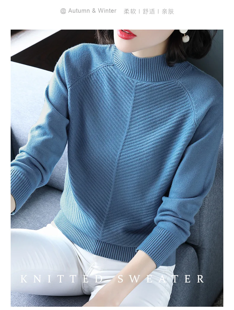 

2019 Cashmere sweater female short design thickening turtleneck slim basic shirt pullover sweater solid color sweater plus size