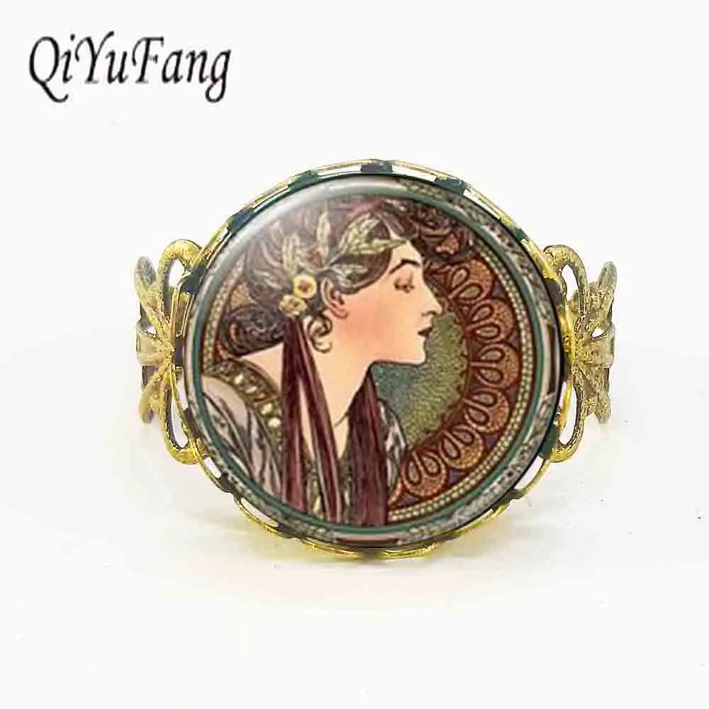 Joyas Alphonse Mucha, anillo de acero de Estilo Vintage Art Nouveau, joyería antigua ajustable para mujer, cúpula de cristal, 1 unids/lote, 2017|ring ring jewelryring jewelry - AliExpress