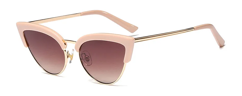 SHAUNA, Ретро стиль, половинная оправа, женские солнцезащитные очки кошачий глаз, модные градиентные солнцезащитные очки, UV400 - Цвет линз: Pink Tea
