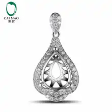 Caimao с полукреплением кулон груша резки настройки& 0,38 карат АЛМАЗ 18 К белого золота драгоценный камень украшения для помолвки