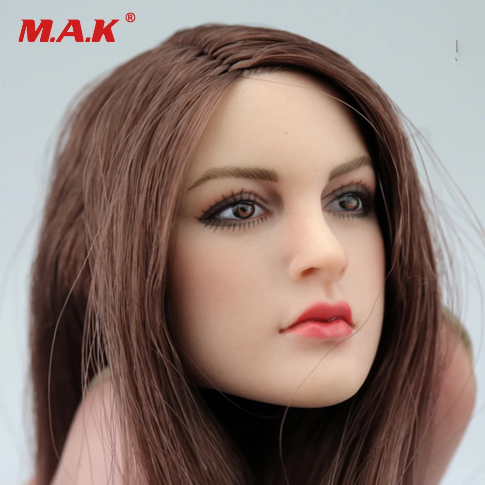 

1/6 European Girl Head Brown Hair Female Head Sculpt KT005 for 12 inches Women HT PH Body Figure
