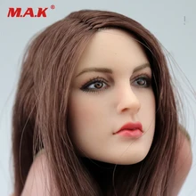 1/6 European Girl Head Brown Hair Female Head Sculpt KT005 for 12 inches Women HT PH Body Figure 1 6 scale kt005 female head sculpt long hair model toys for 12 inches women bodies figures
