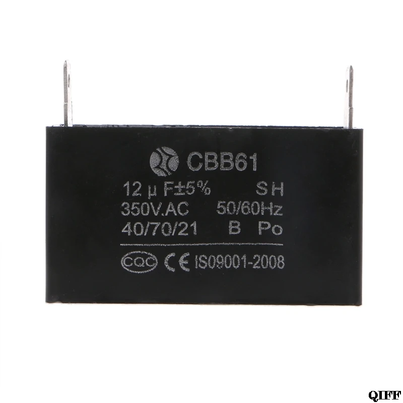 & Black 12uF Generator Capacitor Generator CBB61 12uF 50/60Hz 350VAC Fan Motor APR29