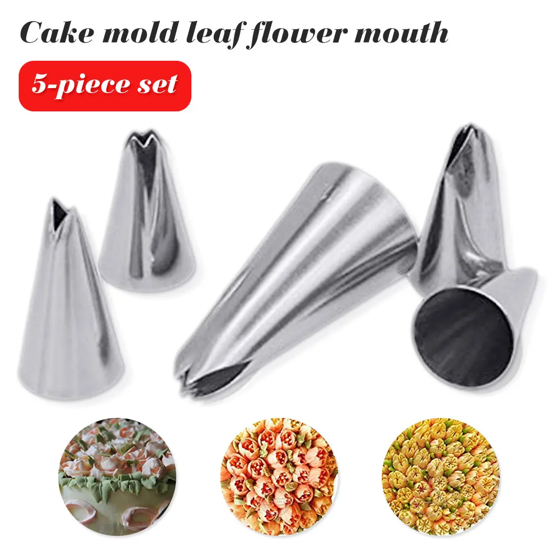 

Stainless Steel Leaves Nozzles Icing Piping Nozzles Tips For Cake Decorating Pastry Fondant Tools 5 Pcs