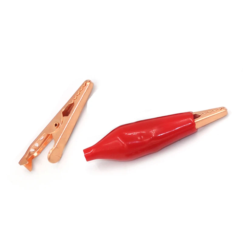 Red Copper Alligator Clip 1pair 45mm/35mm crocodile electrical Clamp for multimeter Testing Probe Meter with Plastic Boot alligator clips