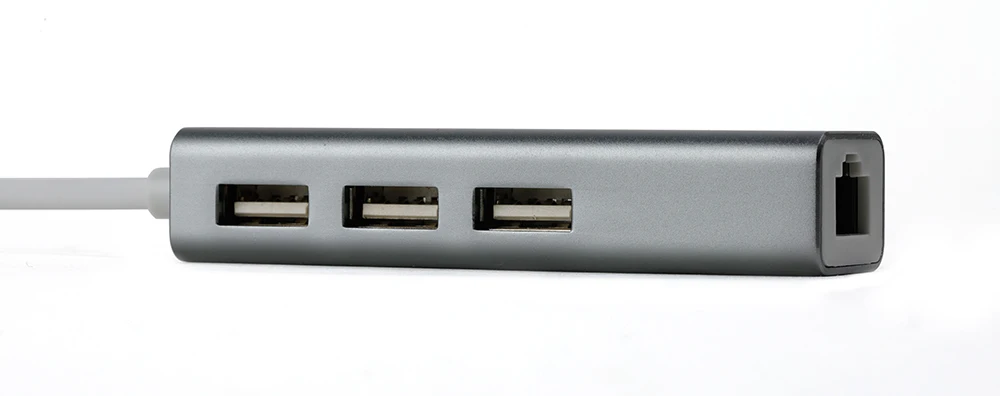 Алюминий сплав USB2.0 концентратора Ethernet-адаптер+ 3 Порты и разъёмы концентратор USB 2,0 RJ45 10/100 Мбит/с Lan для macbook Windows 10/8/7/XP