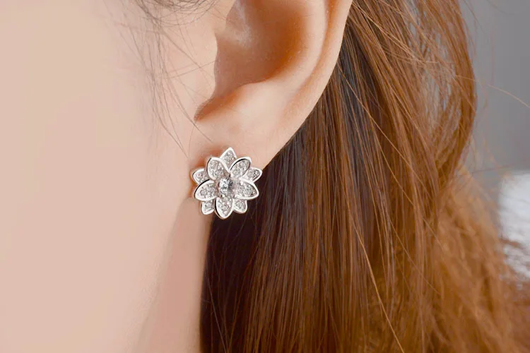 Женские серьги гвоздики из серебра 925 пробы с цирконом|earrings women|earrings fashionfashion earrings |