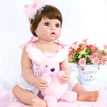 55cm Full Body Silicone Reborn Baby Doll Toys Lifelike Baby-Reborn Princess Doll Child Birthday Christmas Gift Girls Brinquedos