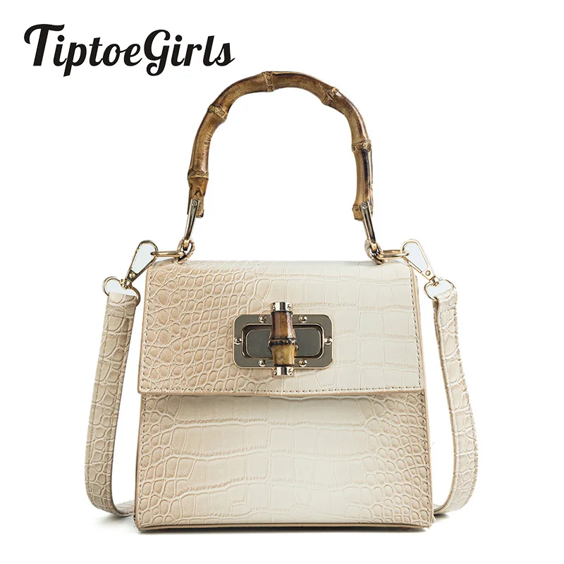 

Crocodile Pattern Small Square Bag Personality Bamboo Section Hand Small Bag Female Fashion Wild Shoulder Messenger Bag
