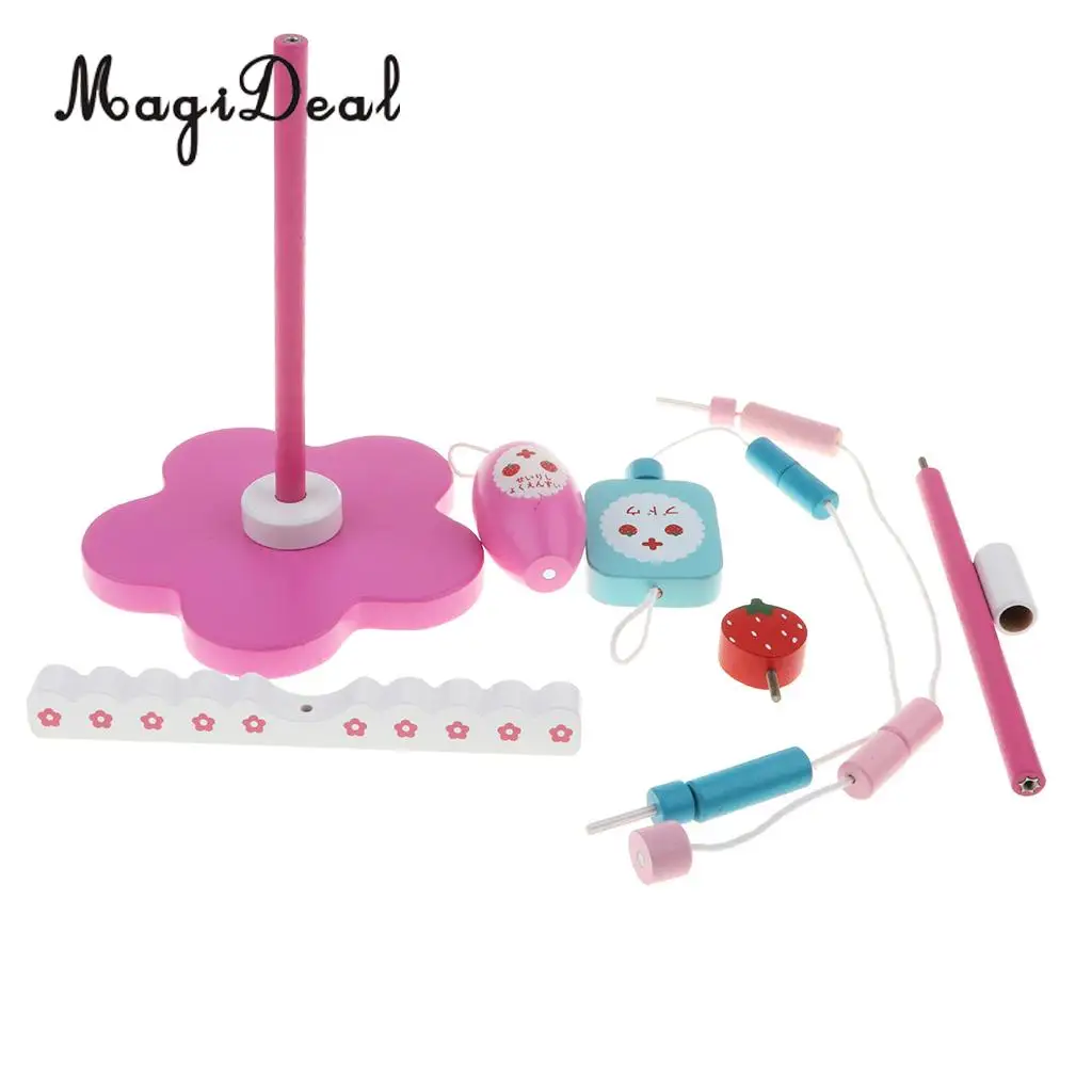 Wooden Strawberry Hospital Drip Stand Medical Kits Kids Pretend Role Play Activity Toy Educational