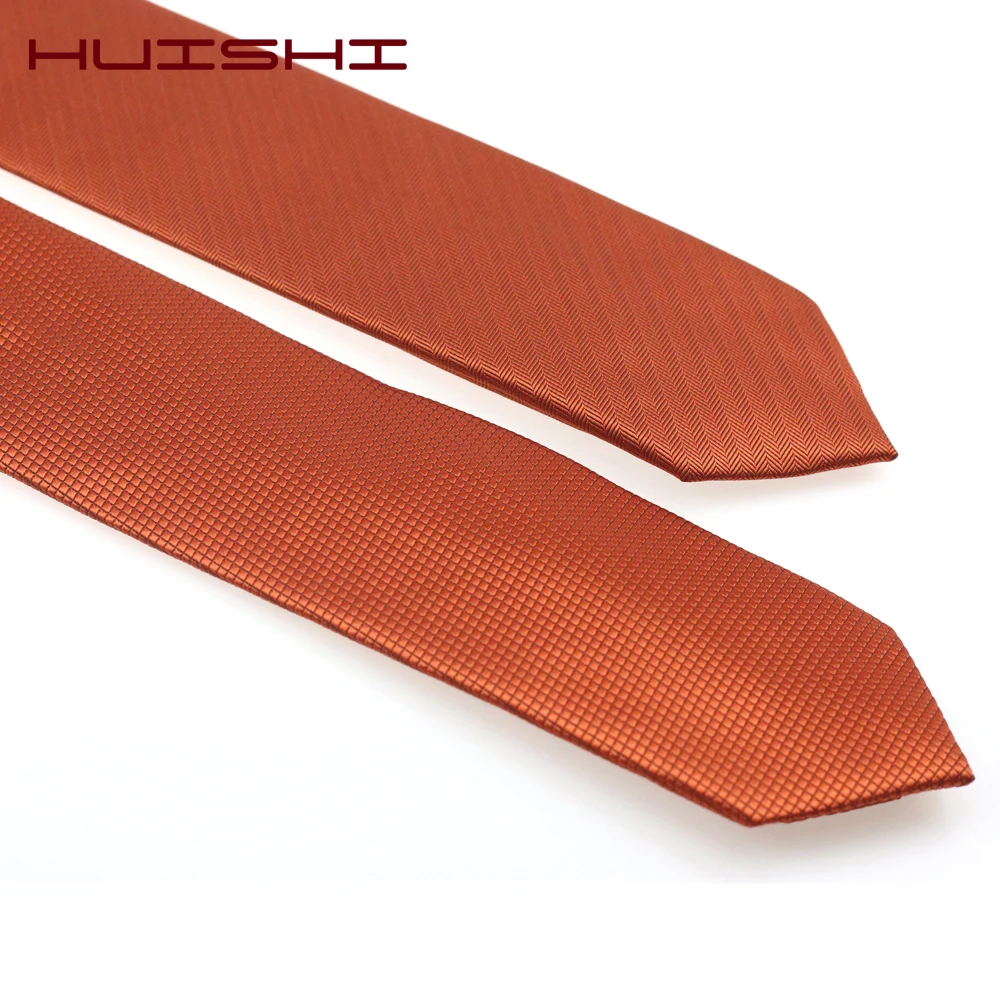 HUISHI Мужские аксессуары тонкий тощий оранжевый галстук для мужчин жаккардовый тканый однотонный оранжевый галстук деловой Свадебный костюм аксессуар
