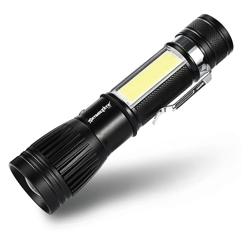 Hot sale SKYWOLFEYE Outdoor Zoomable Flashlight XM L T6 + COB LED Torch