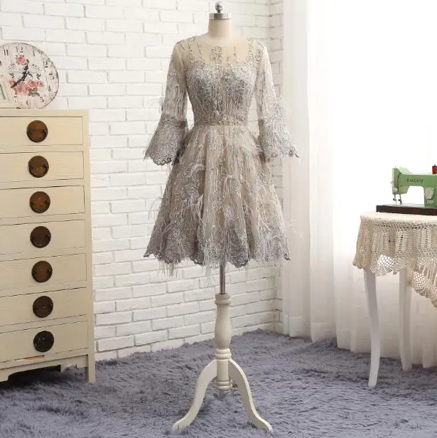 Женское Короткое Платье До Колена с перьями|cocktail dress with feathers|lace cocktail dresscocktail dresses |