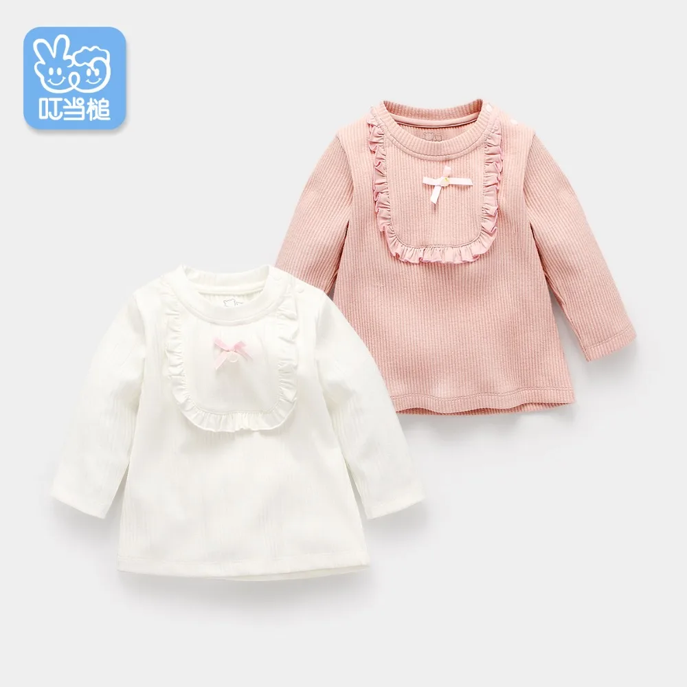 

Dinstry2018 spring and autumn new girl long-sleeved T-shirt 1-3-6-year-old baby girl bow-tie pullover