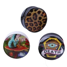 2 шт. акриловые ушные пулг туннельные глаза Тигровая кожа мультфильм ушной прибор логотип дизайн ювелирные изделия пирсинг для тела ореха для женщин и мужчин