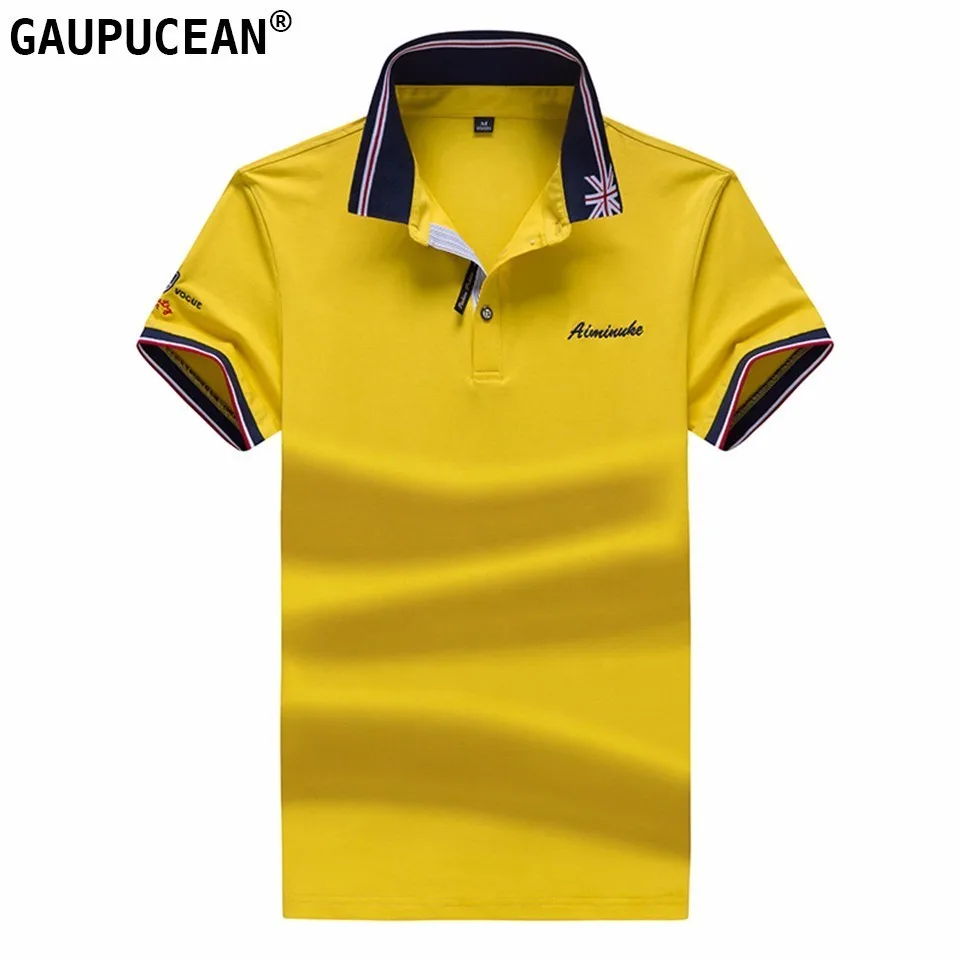 

Men Polo Shirt 95% Cotton 5% Spandex Men's Tee Summer Soft Polos Embroidery Yellow Grey White Male Man Short Sleeve Polo-shirt