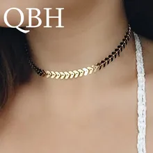 NK1082 европейские модные ожерелья-Чокеры ожерелья Татуировка ключицы ожерелье Женские Ювелирные изделия лист рыбья кость треугольная цепочка стрелы минималистичный