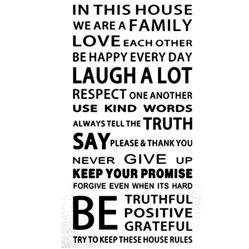 Famous Family House Rules English Proverbs Slangs Wall 