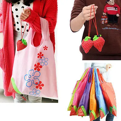 Floral Folding Reusable Grocery Nylon Bag Large Strawberry Shopping Bag Cute Travel Tote Floral Folding Reusable Grocery Nylon Bag Large Strawberry Shopping Bag Cute Travel Tote