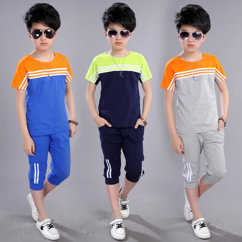 

Children's Clothing Set 2019 Summer Suit Clothes Big Boys Kids T-Shirts Pants 2 Pcs Toddler Suits 4-16T