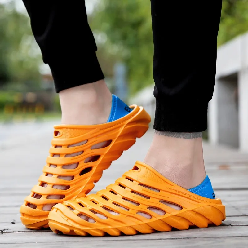 

Summer Shoes Fashion Hollow Sandals Men Waterproof Beach Sandals Elastic Heel Leisure Outdoor Casual Shoes sandalias hombre