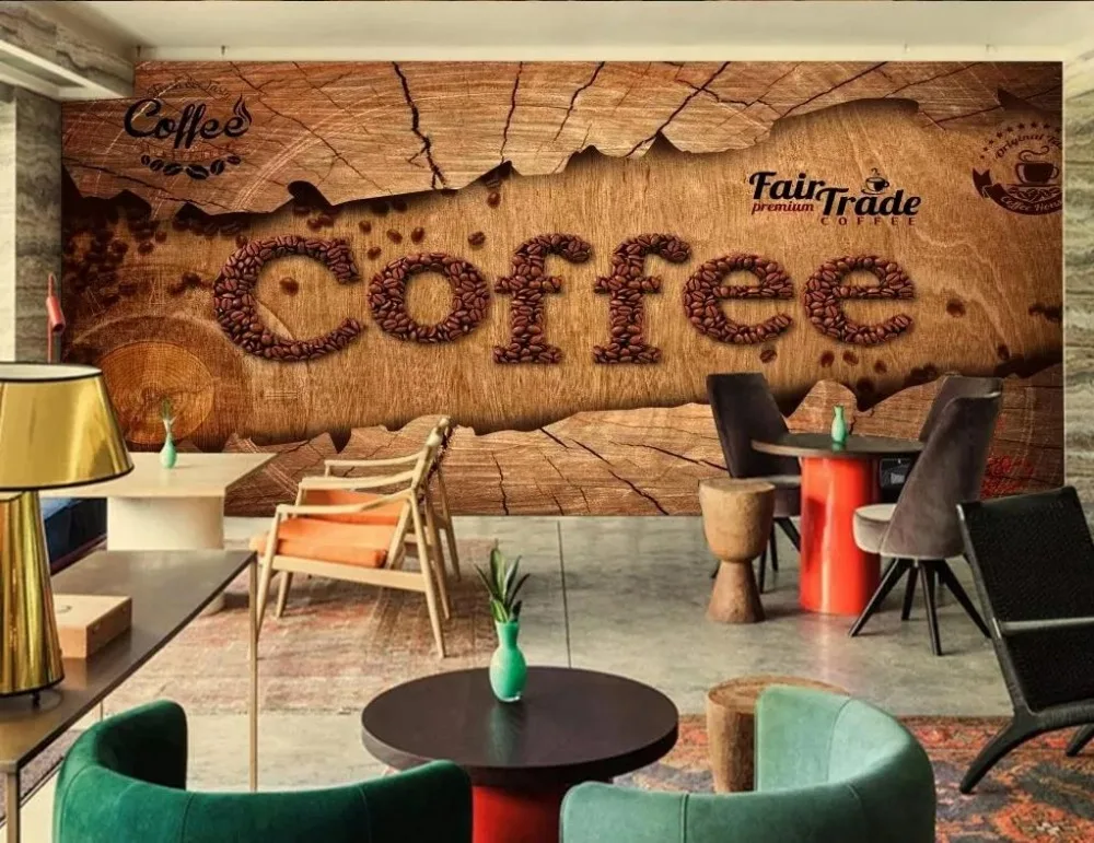 Пользовательские 3d обои Европейская ретро винтажная кофейная Наклейка на стену усовершенствованный водонепроницаемый материал