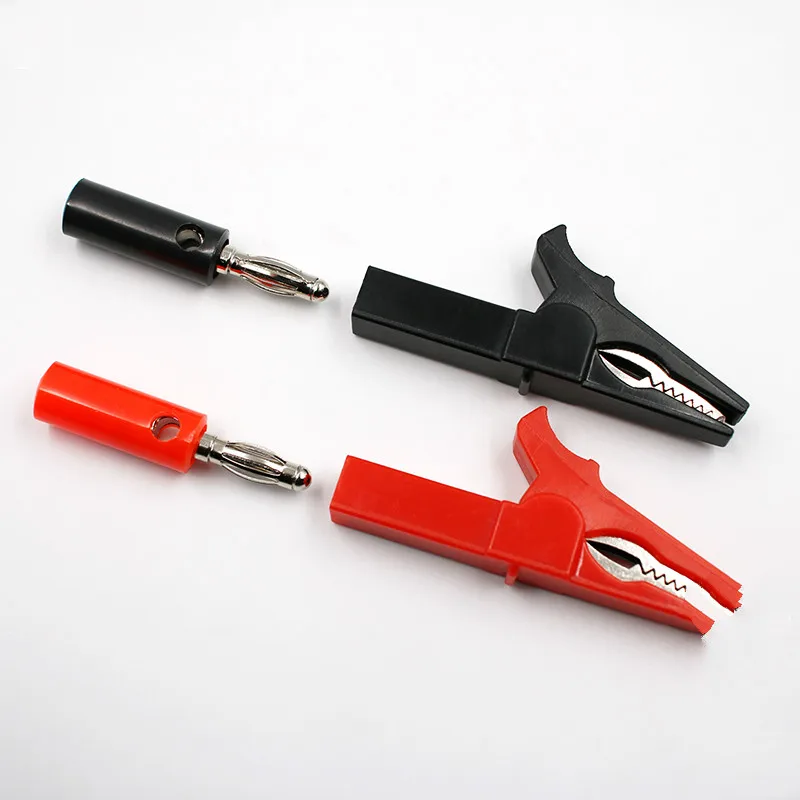 

55MM Alligator Clip + BANANA PLUG, Test Probe With 4mm Banana Plug Cable Clips Socket Battery Red Black