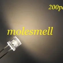 200 шт. 5 мм Flat Top теплый белый светодиодный 5 мм прозрачный теплый белый светодиод 5 мм Большой/ широкоугольный теплый белый светодиод 5 мм с плоским носком теплый белый светодиод