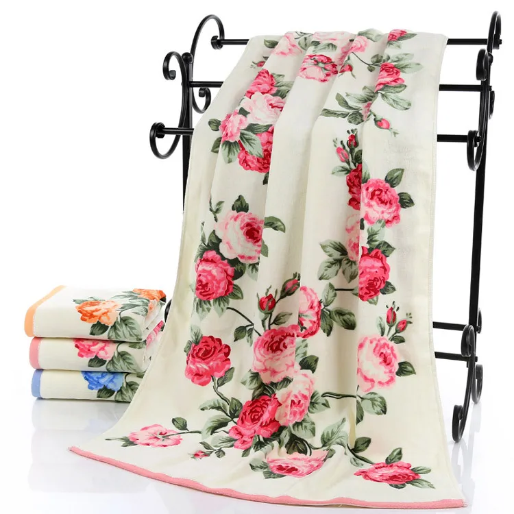Роскошное банное полотенце из хлопка, фирменное полотенце с цветком, Большие Пляжные Полотенца 70x140 см