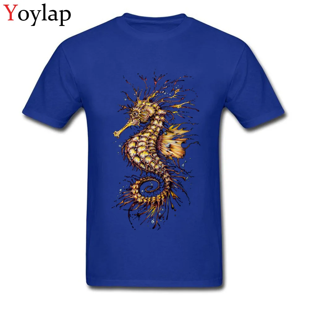 100% Cotton Tops Tees SEAHORSE for Boys Printed T Shirt Summer 2017 Fashion Round Neck Short Sleeve Tee-Shirt Top Quality blue