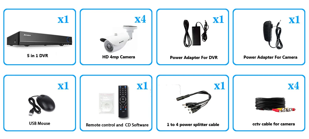 4MP система видеонаблюдения 4CH гибридная AHD DVR NVR с 4 шт. 4MP AHD камера видеонаблюдения система безопасности комплект