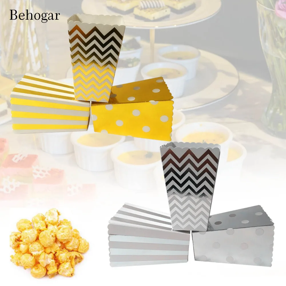 Behogar 36pcs Cute Lovely Popcorn Boxes Bags Storage Cardboard Candy