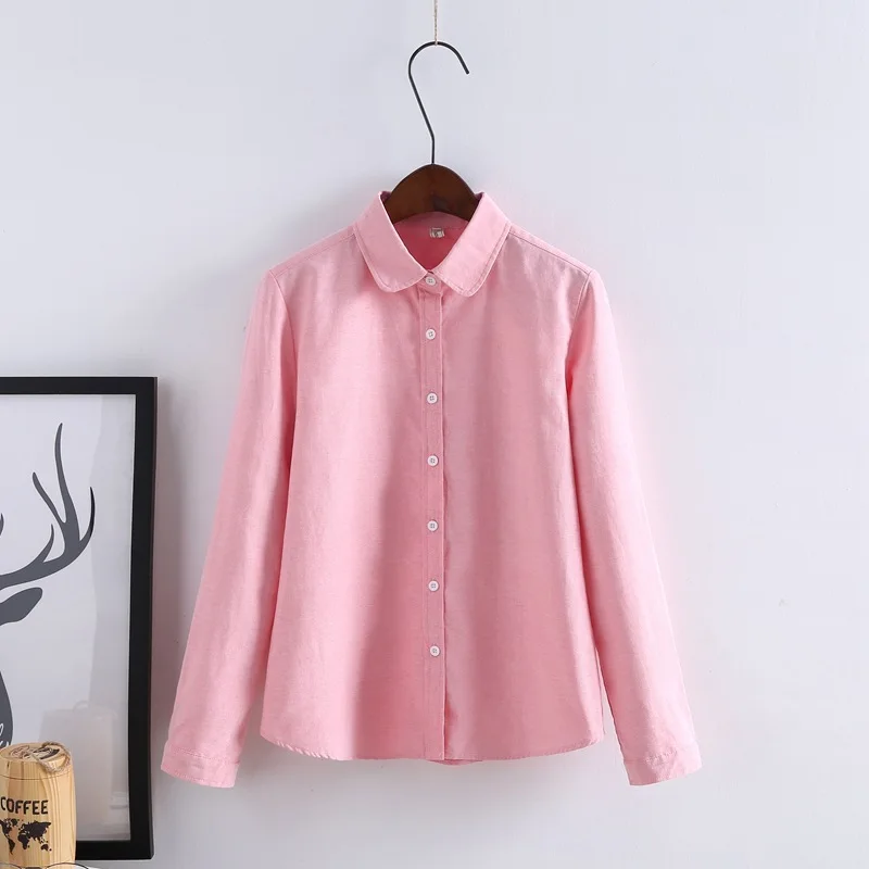 EYM Brand Blouse Shirt Women 2018 New Long Sleeve Ladies Tops Solid White Casual Oxford Embroidery Shirts Women's Clothes Blusas