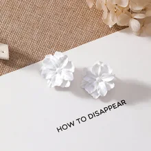 Корейский модный современный ювелирные изделия элегантные белые полимерные трехмерные цветочные серьги-гвоздики, оригинальные женские серьги