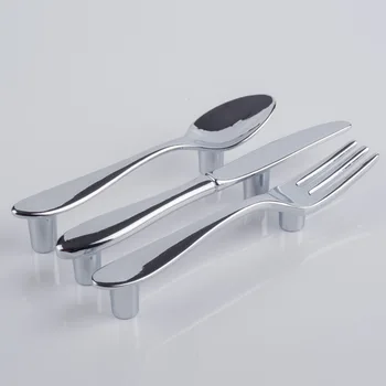 

Fashion Zinc Alloy Cabinet Handles Kitchen Spoon Fork Knife Cupboard Handles Drawer Knobs Novelty Furniture Handle 76mm