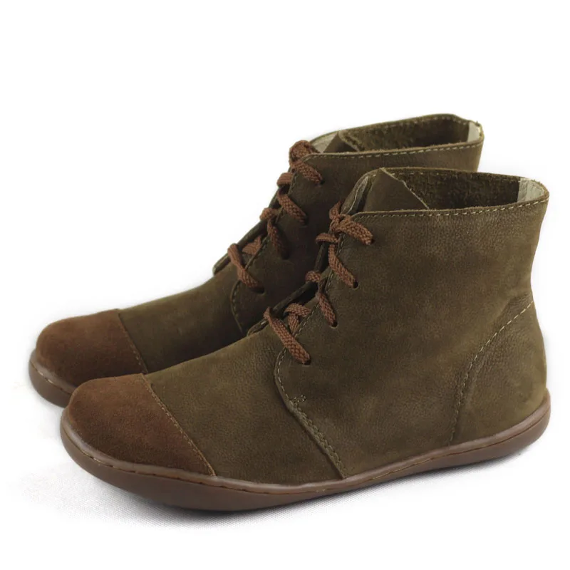 

Women's Boots Barefoot Shoes Plus Size 100% Genuine Leather Lace up Boots Autumn Ladies Ankle Boots Driving shoes