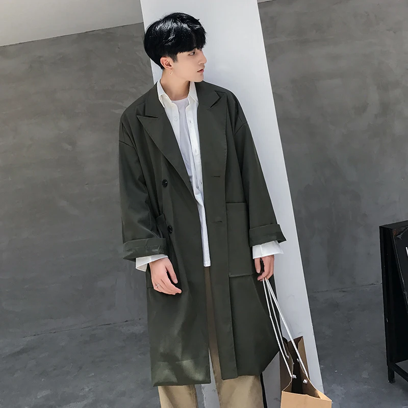 2018 Spring Newest Men's Fashion Korean Style Men Trench Mid Long ...