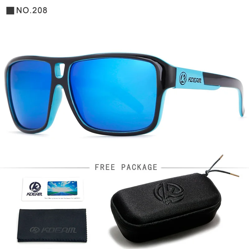 KDEAM защитные очки для глаз, поляризованные солнцезащитные очки, мужские матовые черные солнцезащитные очки, мужские спортивные солнцезащитные очки для серфинга, посылка KD520 - Цвет линз: C208